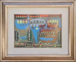 BEDRİ RAHMİ EYÜPOĞLU tarafından 1954 yılında  26x38 cm ölçülerinde Karışık Teknik tekniği ile yapılmıştır.