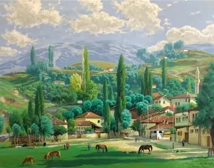 AHMET YAKUPOĞLU tarafından 1957 yılında 60x80 cm ölçülerinde Duralit Üzeri Yağlı Boya tekniği ile yapılmıştır.