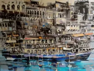 AYHAN ÇETİN tarafından 2015 yılında 89x116 cm ölçülerinde Tuval üzeri yağlı boya tekniği ile yapılmıştır.