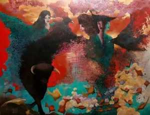 EROL PELİOĞLU tarafından 180x230 cm ölçülerinde TÜYB tekniği ile yapılmıştır.