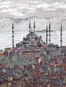 SÜMEYYE YUŞAN tarafından 2015 yılında  18x24 cm ölçülerinde  Kağıt üzeri sulu boya tekniği ile yapılmıştır.