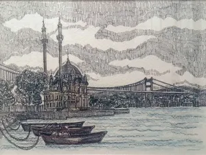 SÜMEYYE YUŞAN tarafından 2015 yılında  18x24 cm ölçülerinde  Kağıt üzeri sulu boya tekniği ile yapılmıştır.