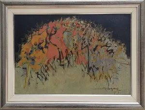 MUSTAFA AYAZ tarafından 1973 yılında 40x57 cm ölçülerinde Mukavva üzeri yağlı boya tekniği ile yapılmıştır.