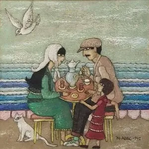 NURİ ABAÇ tarafından 1992 yılında 30x30 cm ölçülerinde Tuval üzeri yağlı boya tekniği ile yapılmıştır.